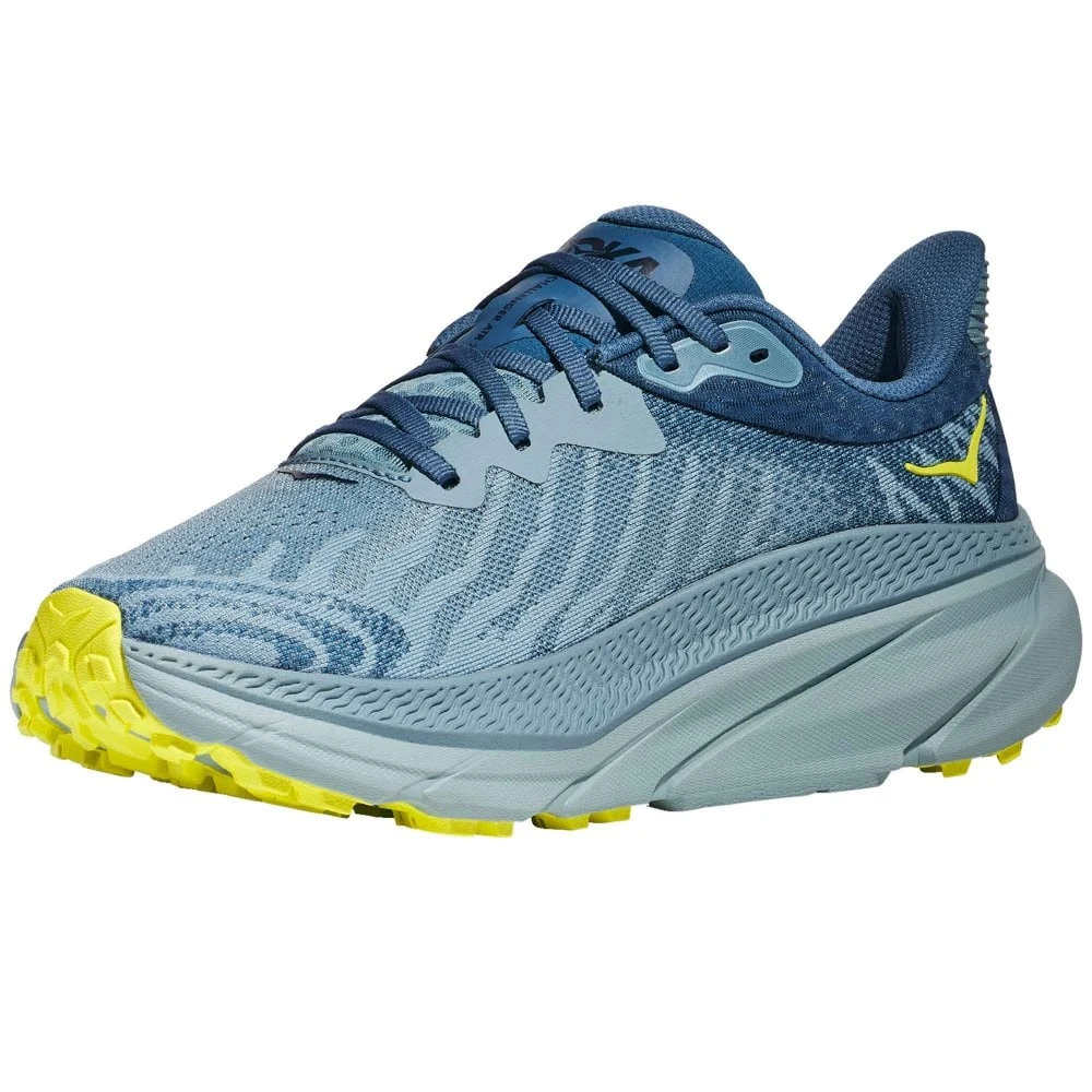 Hoka Challenger 7 Wide 2E Mens Trail Running Shoes Stone Blue/Evening Primrose - Image 3