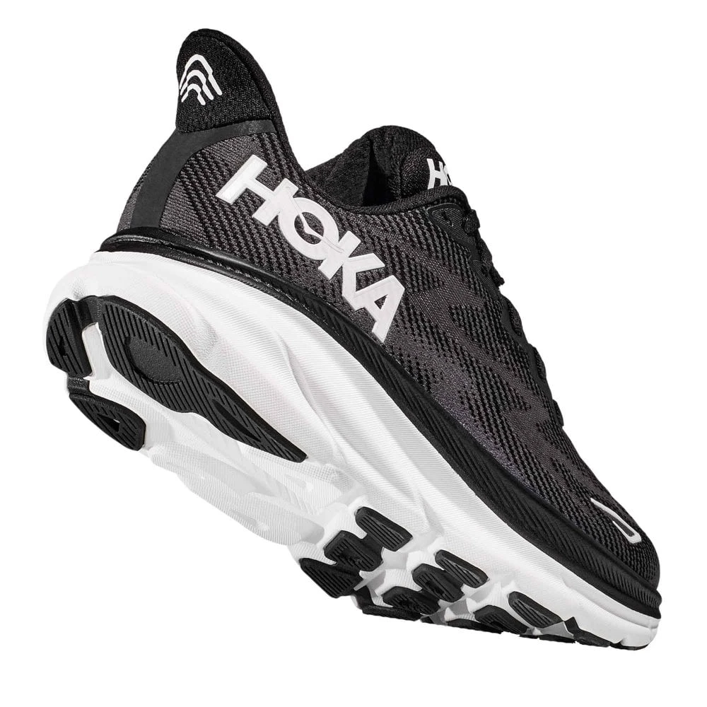 Hoka Clifton 9 Wide 2E Mens Running Shoes Black/White - Image 2