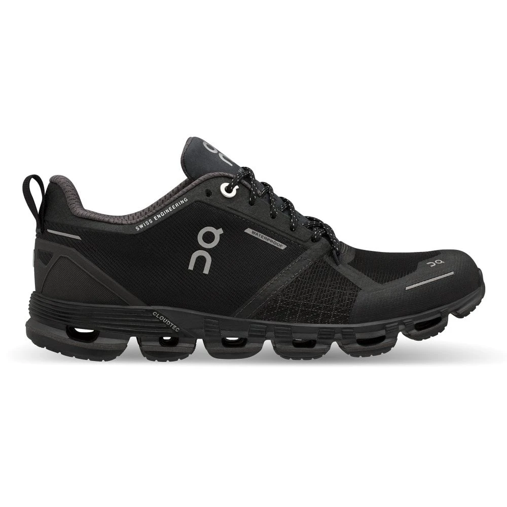 On Cloudflyer Waterproof Womens Road Running Shoes With Support Black & Lunar