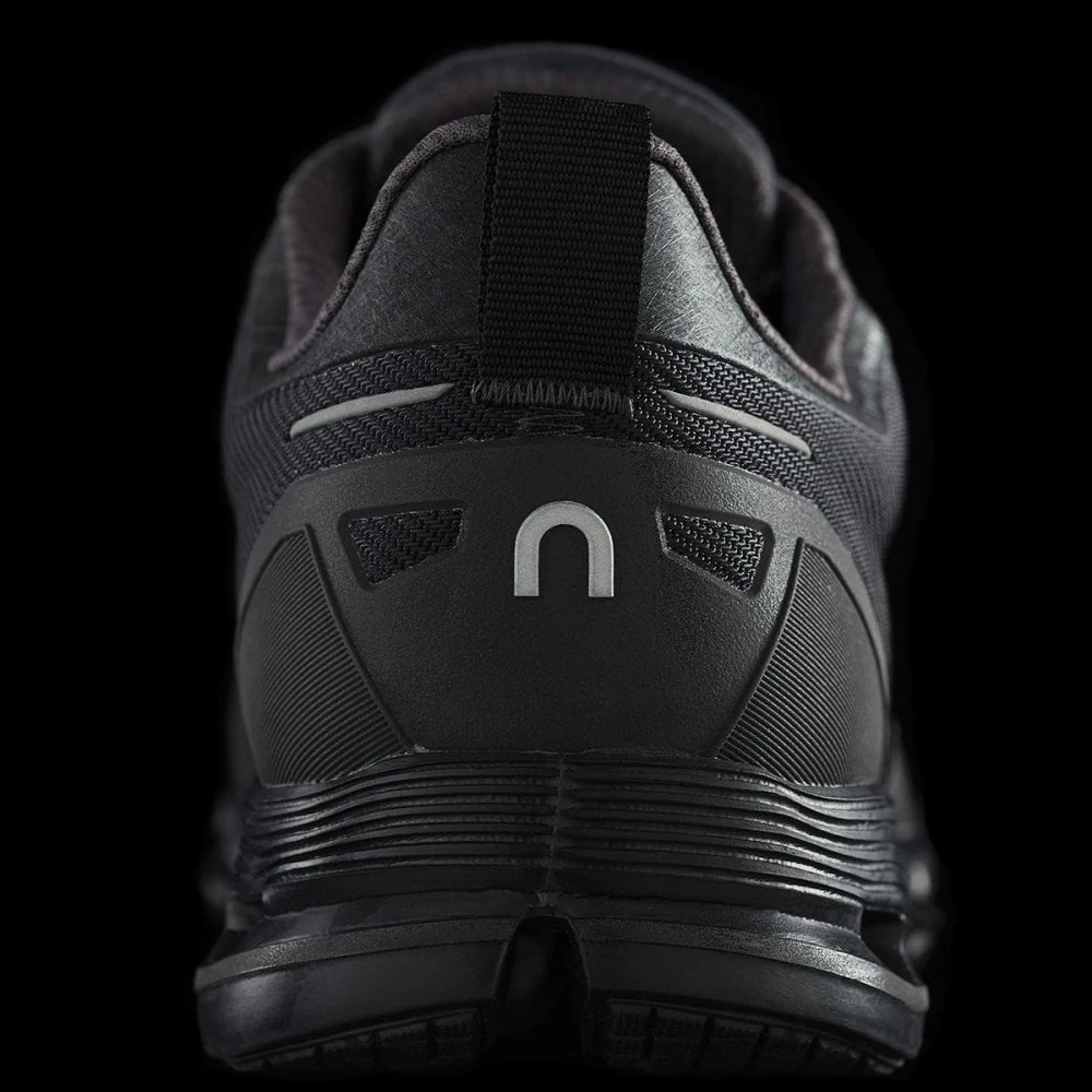 On Cloudflyer Waterproof Womens Road Running Shoes With Support Black & Lunar - Image 6