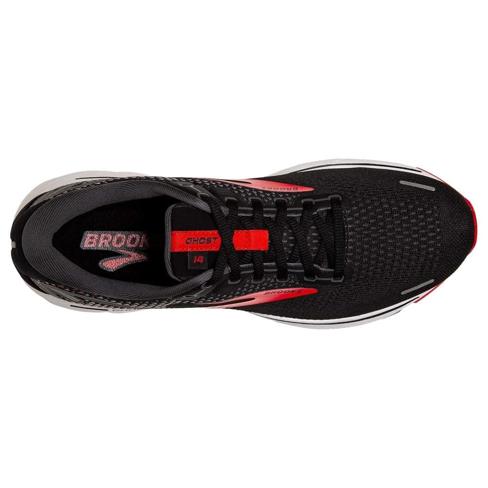 BROOKS Ghost 14 Wide 2E Mens Running Shoes Black/Red/White - Image 2