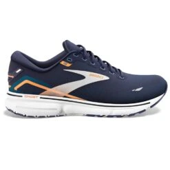 BROOKS Ghost 15 Wide 2E Mens Running Shoes Peacoat/Blue/Orange Pop