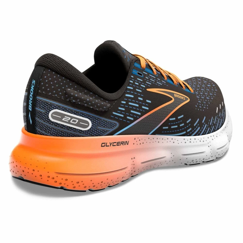 BROOKS Glycerin 20 Wide 2E Mens Running Shoes Black/Classic Blue/Orange - Image 2