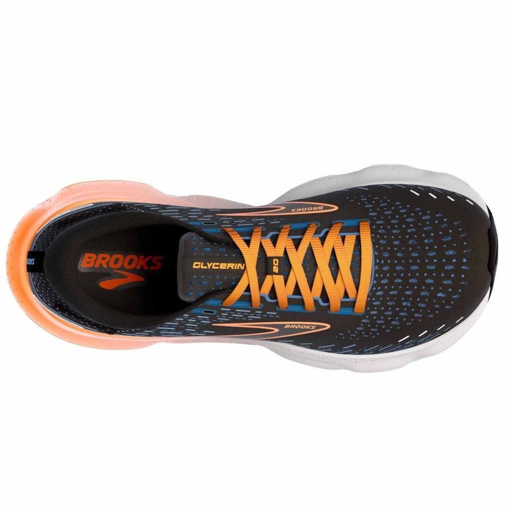 BROOKS Glycerin 20 Wide 2E Mens Running Shoes Black/Classic Blue/Orange - Image 3